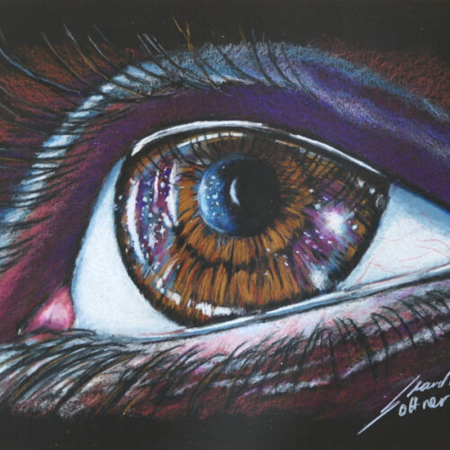 Close up drawing of an eye
