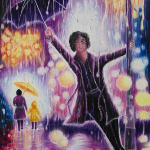 Woman Dancing in Purple Rain,